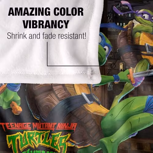 LOGOVISION Teenage Mutant Ninja Turtles Mutant Mayhem Nightly Rooftop Escapade Super Soft Silky Feel Fleece Blanket, Multicolour, W: 91.44 cm, L: 147.32 cm – 4