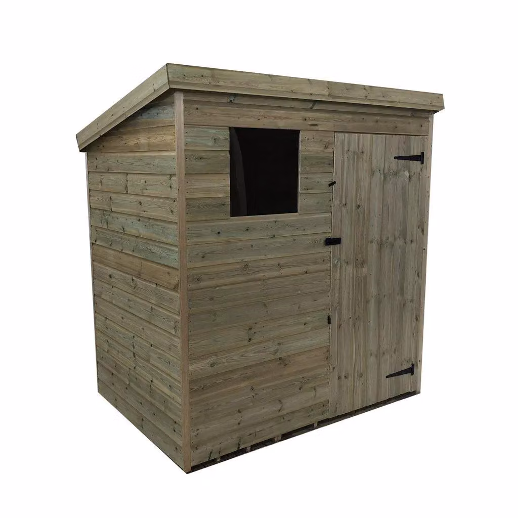Marlborough Pressure Treated Pent Garden Shed with Single Door in Sand – 3