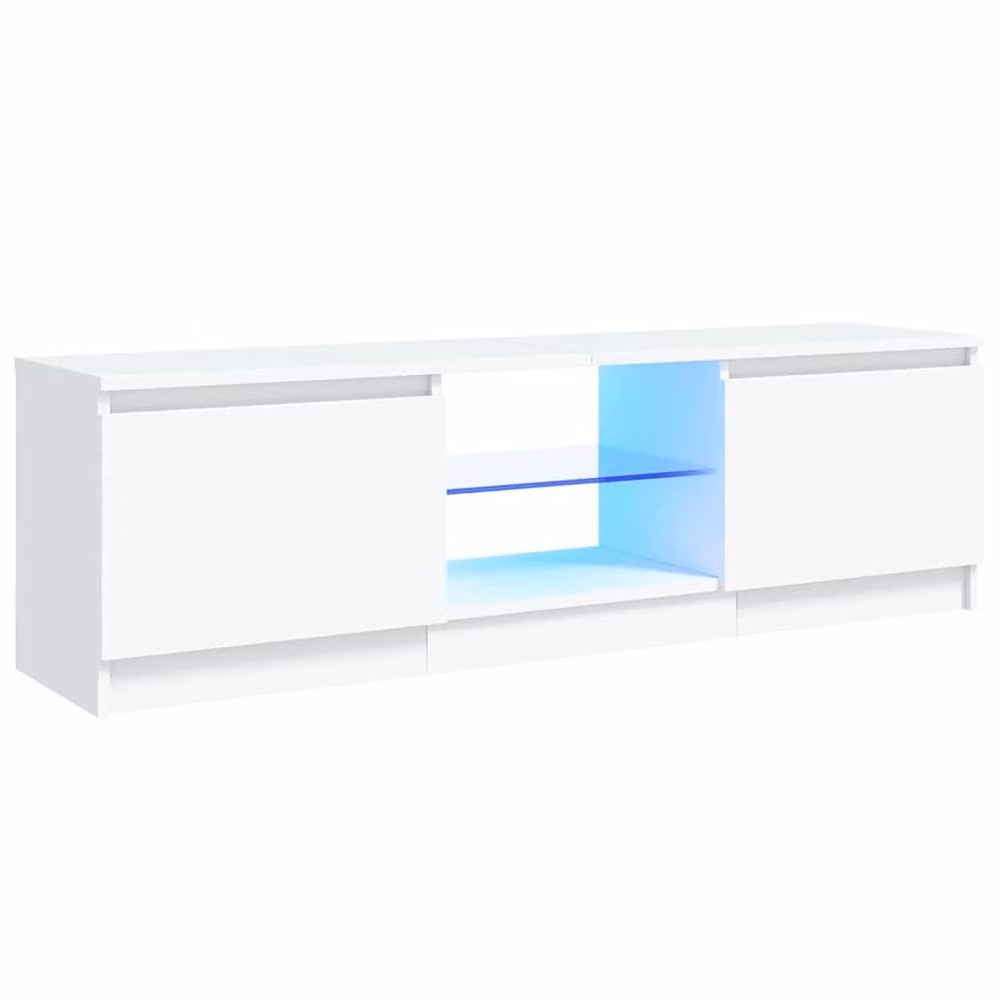Berkfield Home Modern White Glossy TV Cabinet with LED Lights W/D/H: 120 x 30 x 35.5 cm – 2