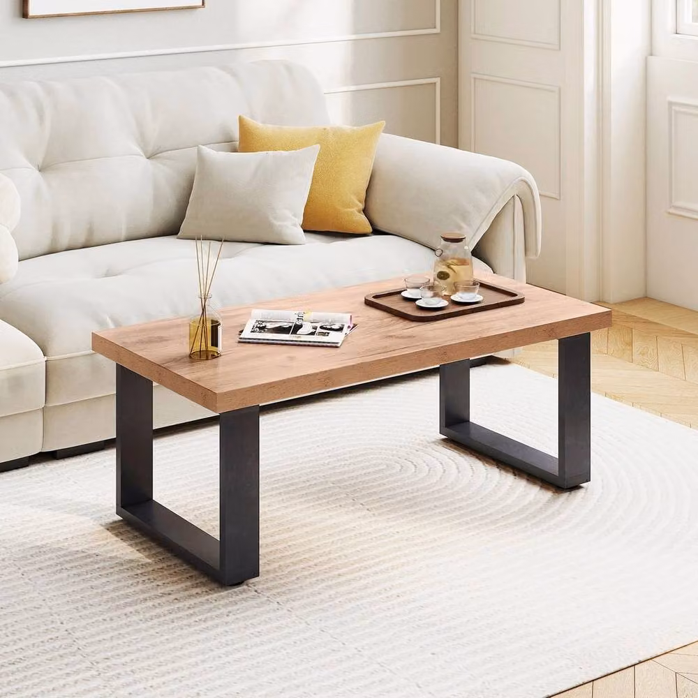 Kelvenix Rustic Oak Coffee Table with Sled Base – 3