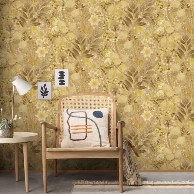 Erismann Secret Grove Floral Wallpaper in Yellow