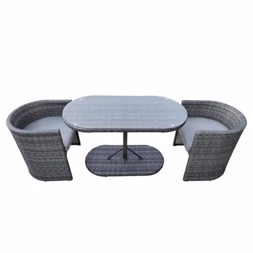 Charles Bentley St Tropez Rattan Bistro Set, Grey, W/D/H: 118 x 57 x 72 cm – 4