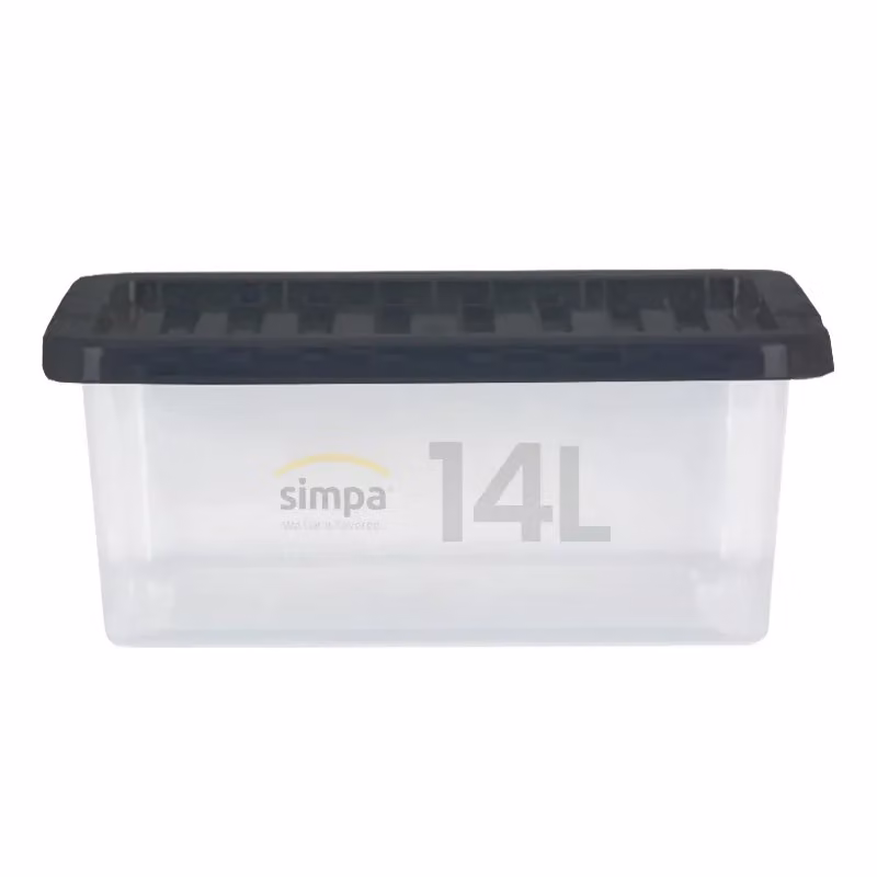 Simpa Set of 5 Stackable Compact Plastic Storage Boxes with Lids, 14L, Transparent – 2