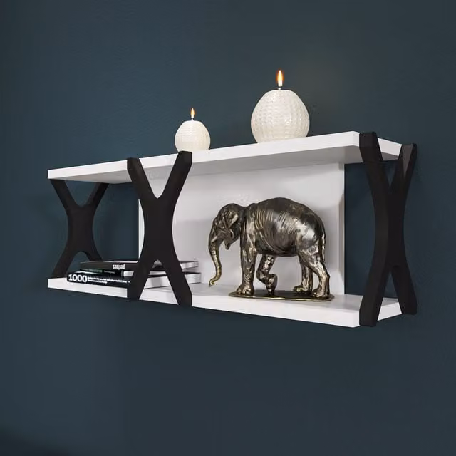 Decorotika Seza Wall Shelf in White and Black