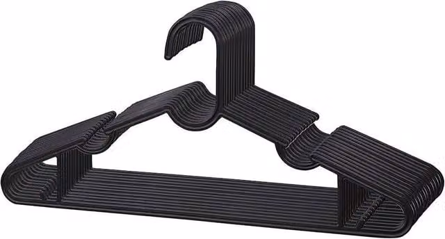 FLAVORA 25 Pack Non-Slip Plastic Clothes Hangers with Bar in Black – 1