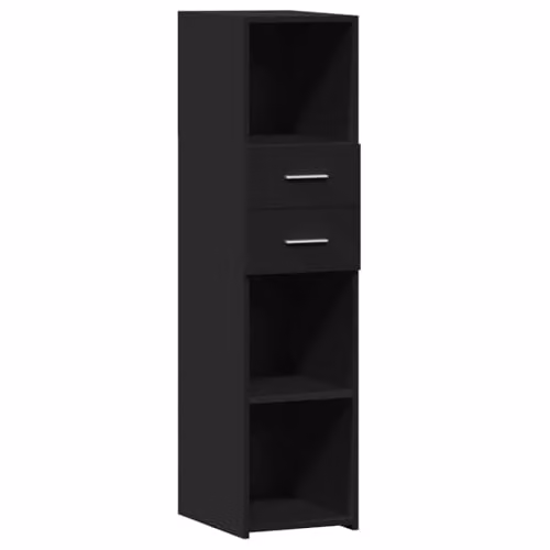 vidaXL Minimalist Black MDF Highboard with Internal Shelves and Open Shelf Doors, W/D/H: 124.0 x 30.0 x 21.0 cm – 1