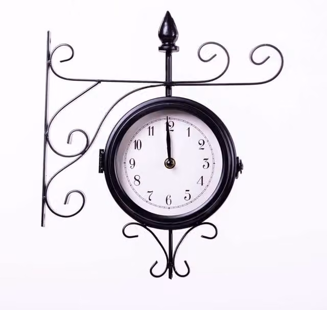 FLAVORA Vintage Double Sided Rectangular Wall Clock in Black Steel, W/D/H: 100 x 15 x 15 cm – 1