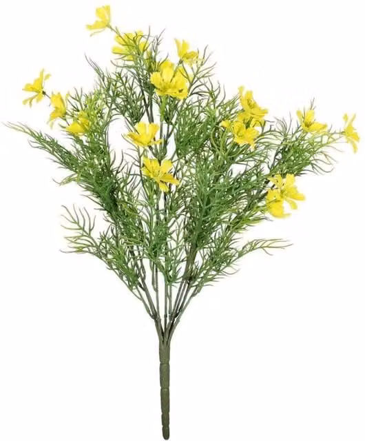 KDMD Yellow Cosmos Bush UV Exterior Plastic Floral Decoration 42 cm