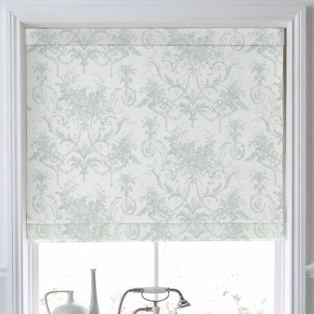Laura Ashley Tulleries Made To Measure Blackout Roman Blind in Duck Egg Blue