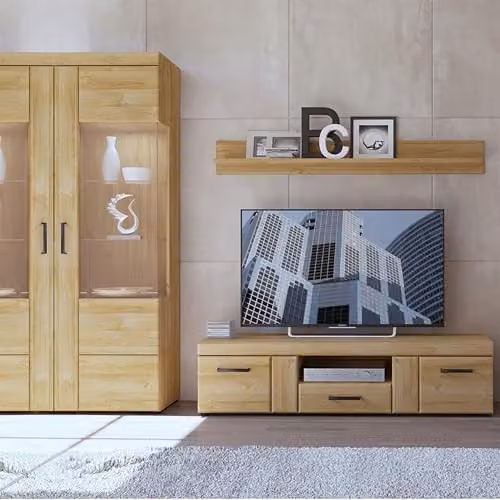 Furniture To Go Cortina Tall Wide 2-Door Glazed Display Cabinet, Brown, W: 92.8 cm, D: 37.4 cm, H: 195.0 cm – 3