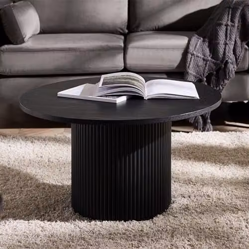 Julian Bowen Louis Black Ash Round Coffee Table, W/D: 80 x 80 cm – 1
