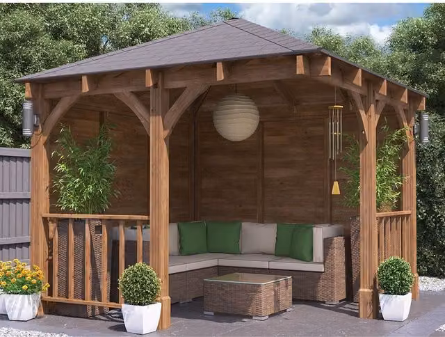 Dunster House Leviathan Corner Gazebo in Brown