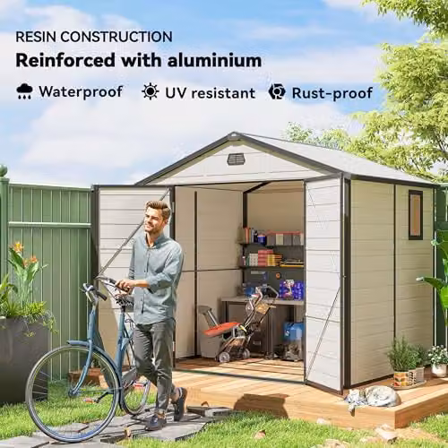Outsunny Pent Garden Storage Shed with Foundation Kit, Window and Side Vents, White – 4