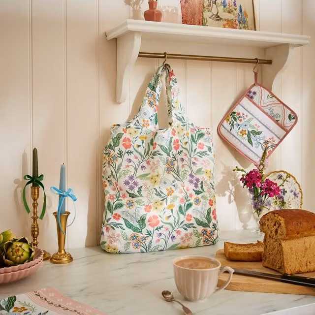 Ulster Weavers Petals and Prose Easy Fold Packable Bag in Pink and Multicolour
