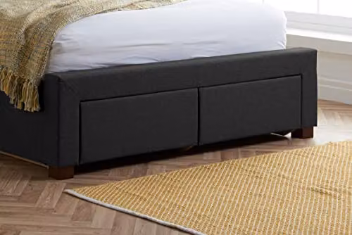 Birlea Valentino Upholstered Fabric Storage Bed Frame with Drawers, Grey, W: 140 cm, D: 200 cm, H: 74 cm – 5