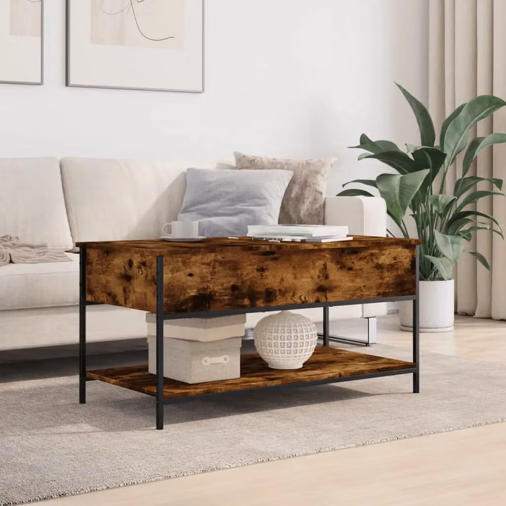 Berkfield Home Smoked Oak Coffee Table in Brown, W/D/H: 100 x 50 x 50 cm – 3