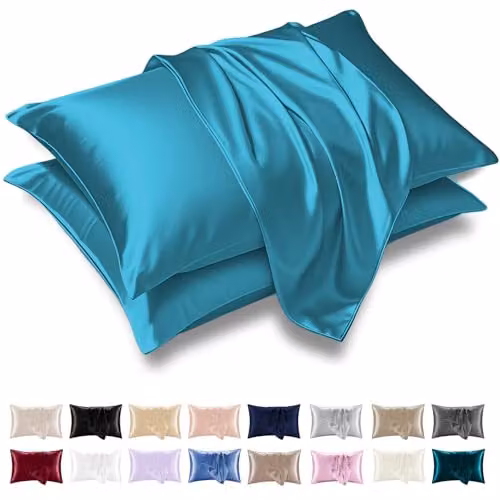 Grace Petrol Satin Silk Pillowcase 4 Pack with Envelope Closure – 1