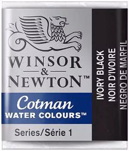 Winsor & Newton Cotman Watercolour Half Pan Paint, Ivory Black