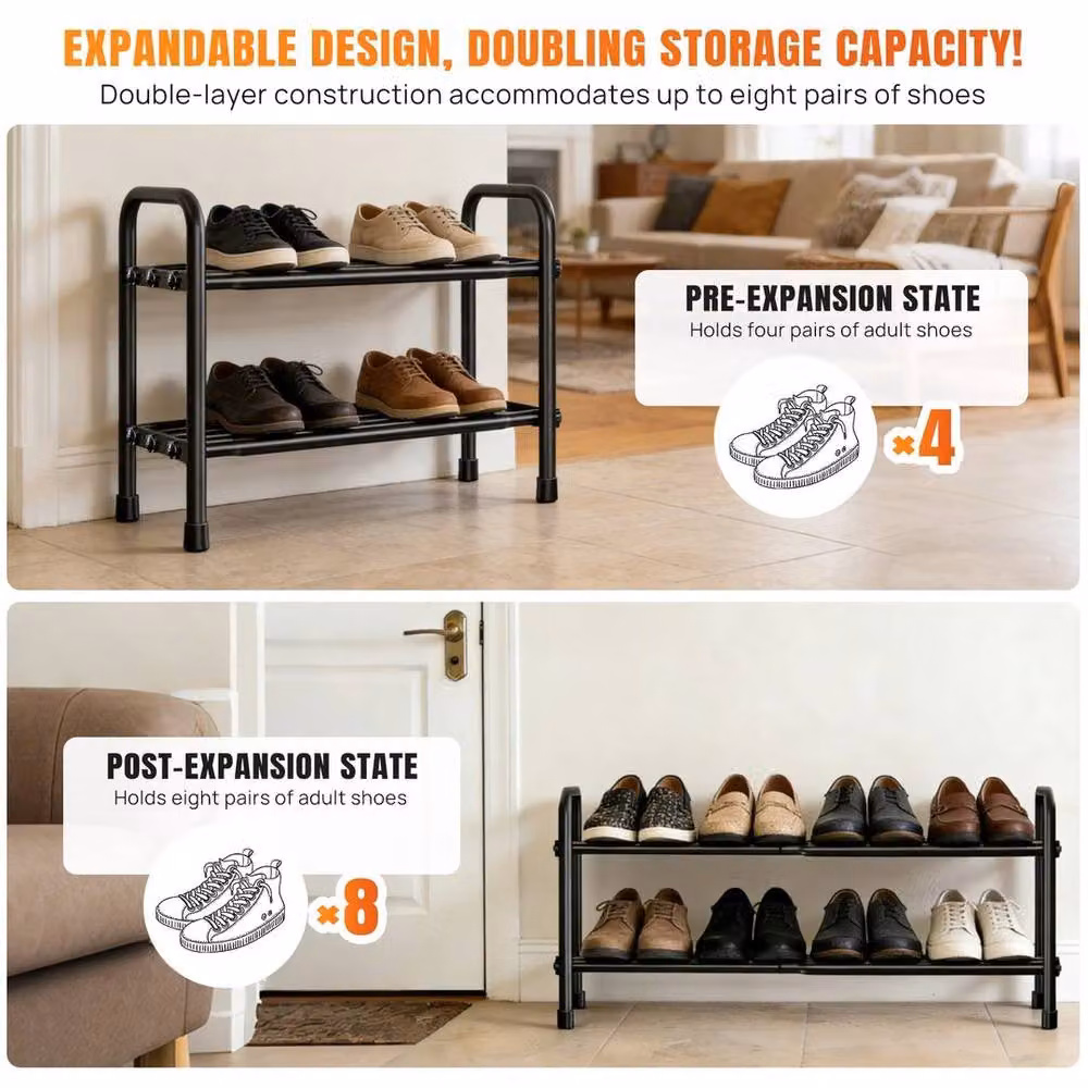 Kelvenix 2-tier Metal Shoe Rack in Black – 4