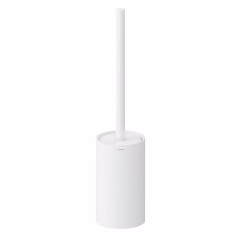 COSMIC Architect Stylish Modern Metal Toilet Brush with Circular Freestanding Holder in Matte White
