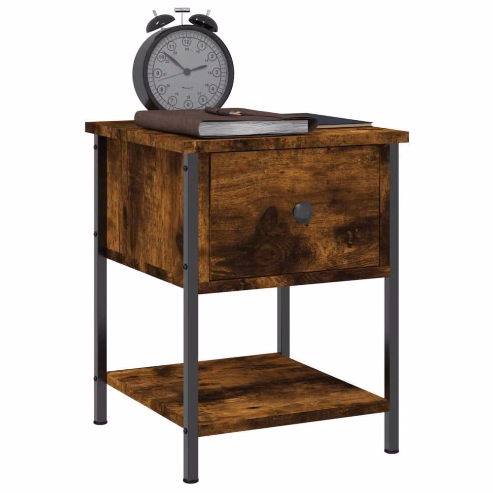 Berkfield Home Bedside Table in Smoked Oak Brown, W/D/H: 34 x 35.5 x 45 cm – 3