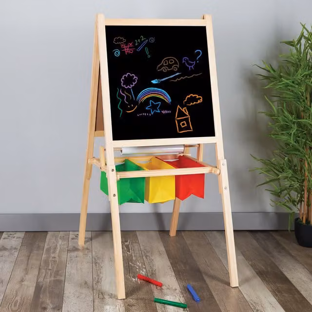 Artstudio Three In One Multicolour Wooden Kids Easel and Chalkboard