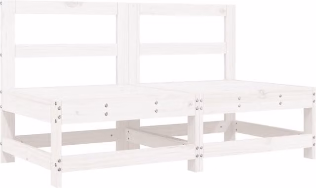 Berkfield Home Garden Middle Sofas, 2 Piece Set in White Solid Pine Wood