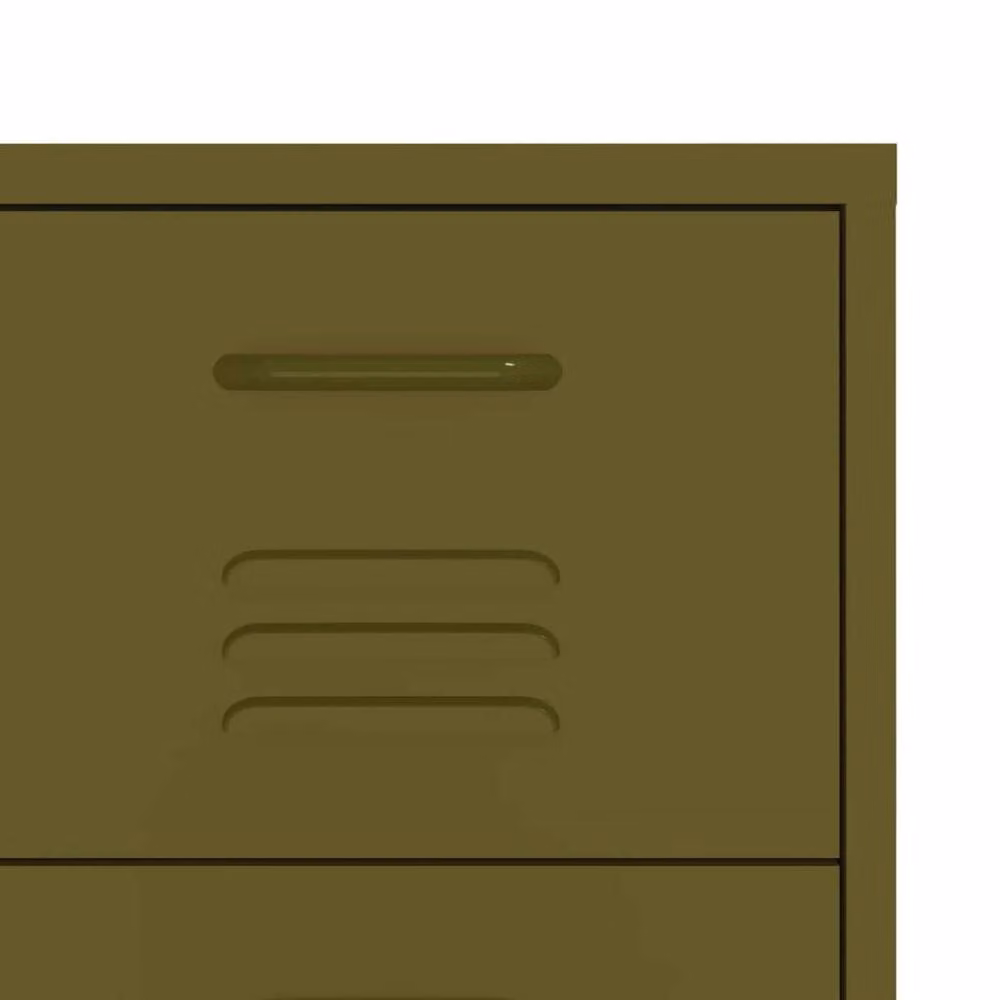 Berkfield Home Steel Drawer Cabinet in Olive Green, W: 80 cm, D: 35 cm, H: 101.5 cm – 3
