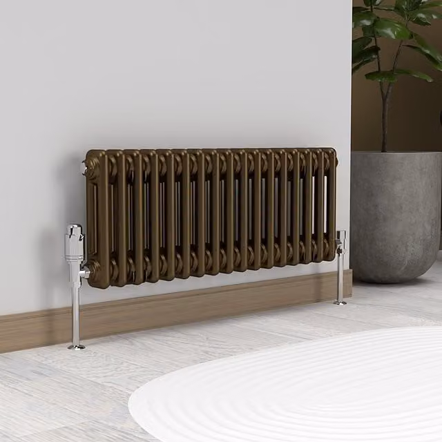 Lux Heat Horizontal Column Radiator in Antique Brass, 2 Column, H: 78.5 cm x W: 30 cm
