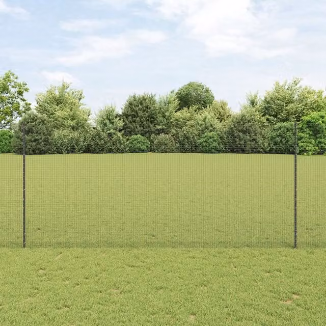 Berkfield Home Grey Steel Welded Wire Fence with 10 U-Profile Posts, 10 x 1.4 m – 1