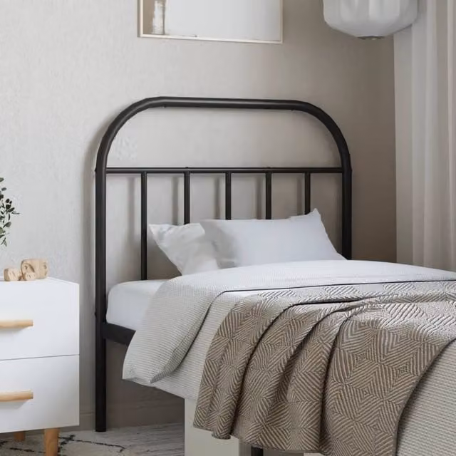 Berkfield Home Classic Metal Headboard, Black, Width: 80 cm