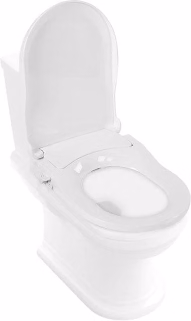 FLAVORA D-shaped Soft Close PP Toilet Seat with Dual Nozzle Fresh Water Spray Kit in White, Width: 180 cm