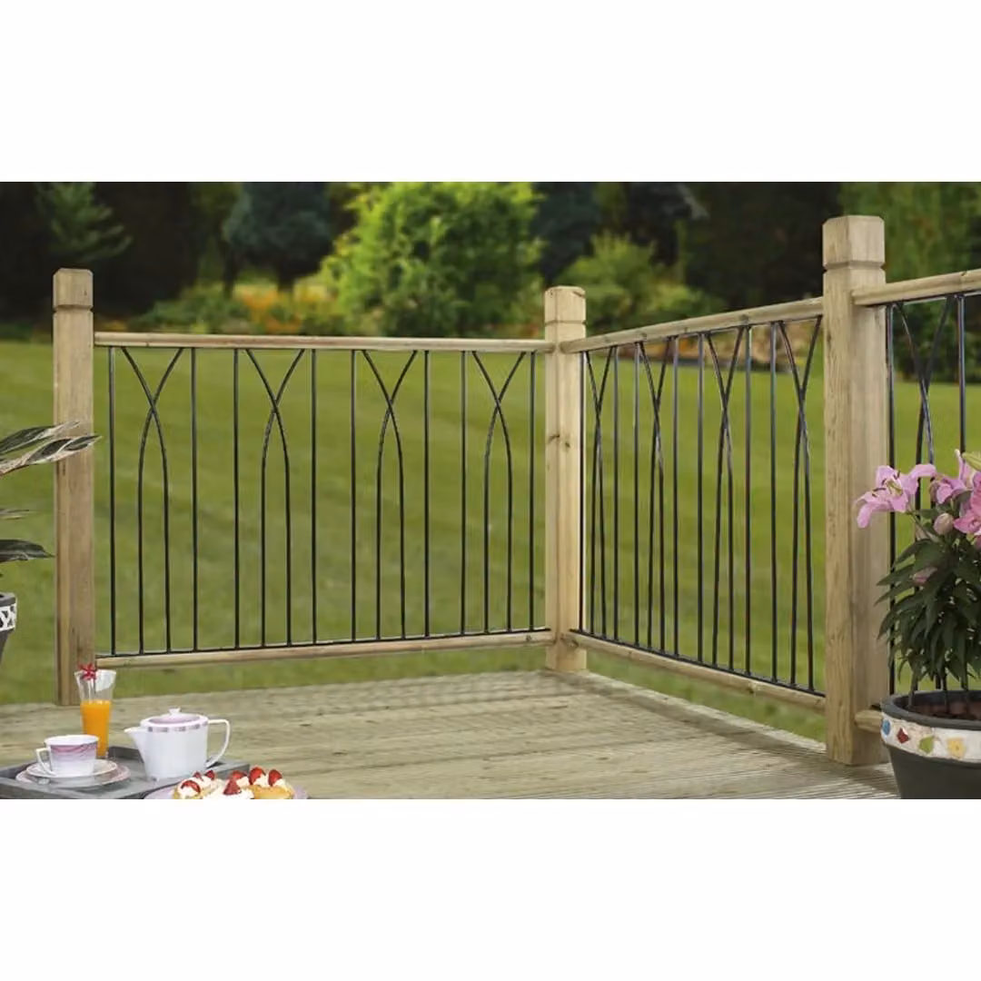 Burbage Iron Craft Metro Decking Fence Panels, Pack of 2, Black Powder-Coated Galvanised Steel, W: 28.0 cm, H: 77.0 cm – 2