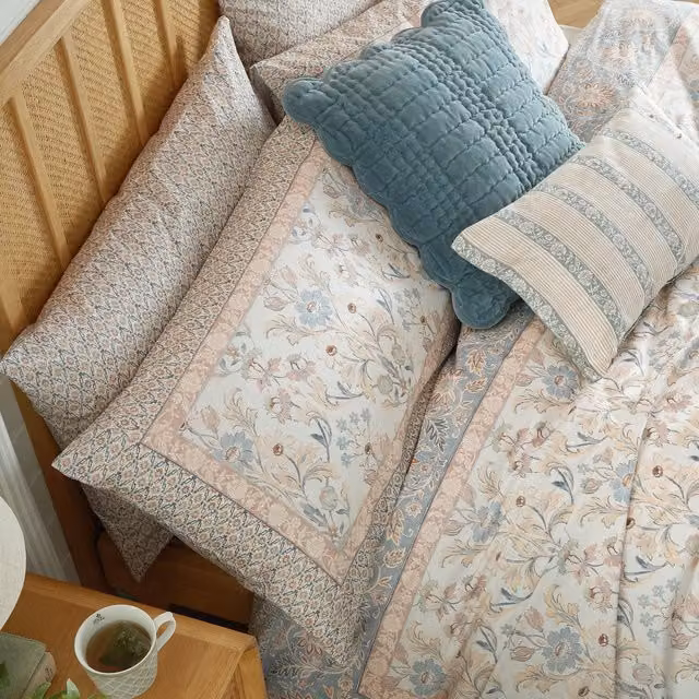 Laura Ashley Semington Pair of Cotton Housewife Pillowcases in Dusty Pink with Floral Design