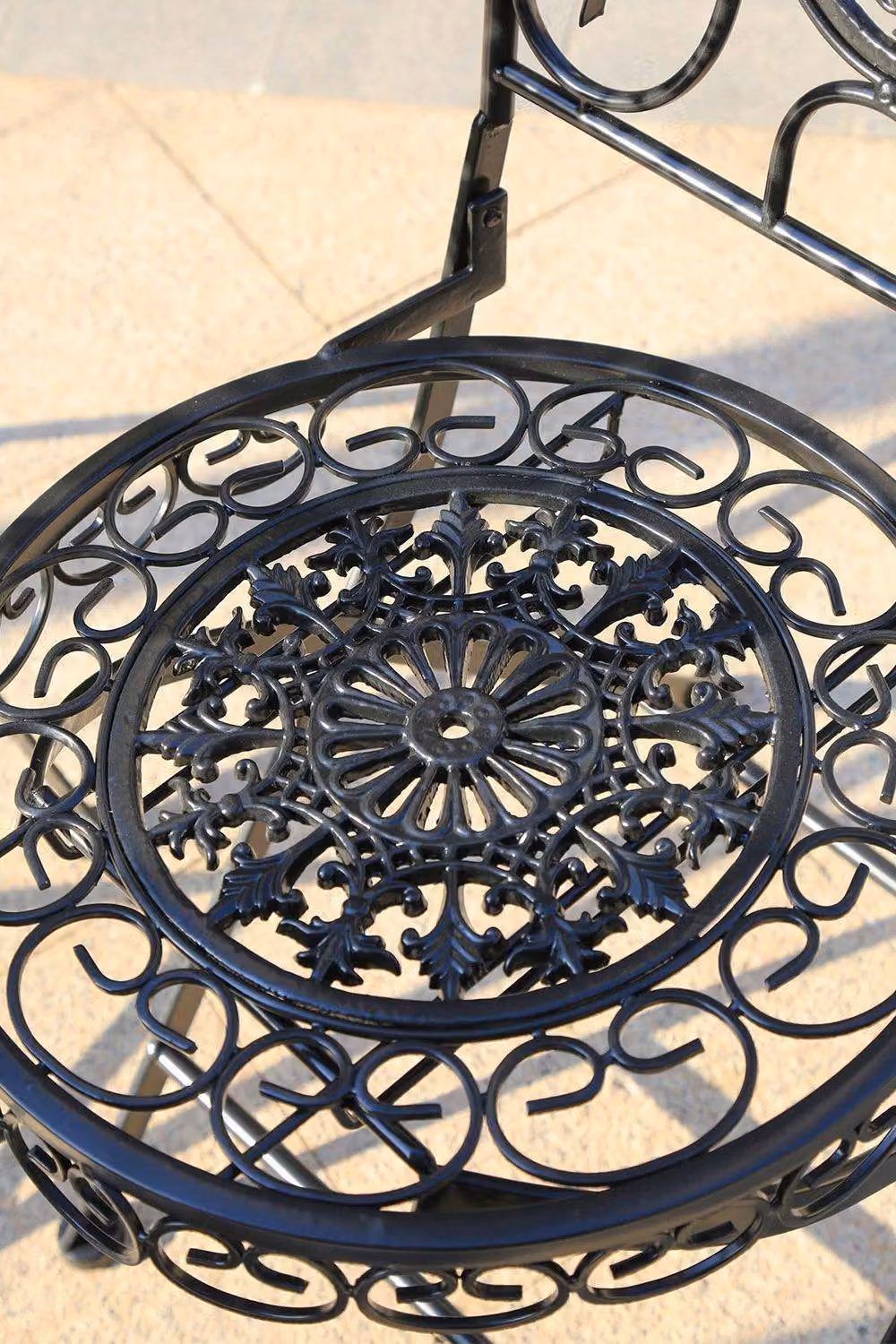 Glamhaus Metal Bistro 3 Piece Set Garden Patio Furniture in Matt Black – 5