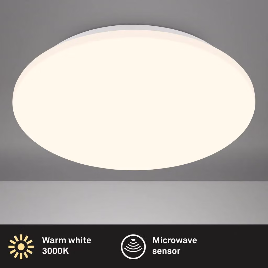 Briloner White LED Ceiling Light with Motion and Dusk Sensor, Warm White, D/H: 35 x 6 cm – 2