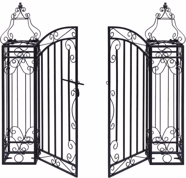 Berkfield Home Ornamental Wrought Iron Garden Gate, Black, W/D/H: 122 x 20.5 x 100 cm