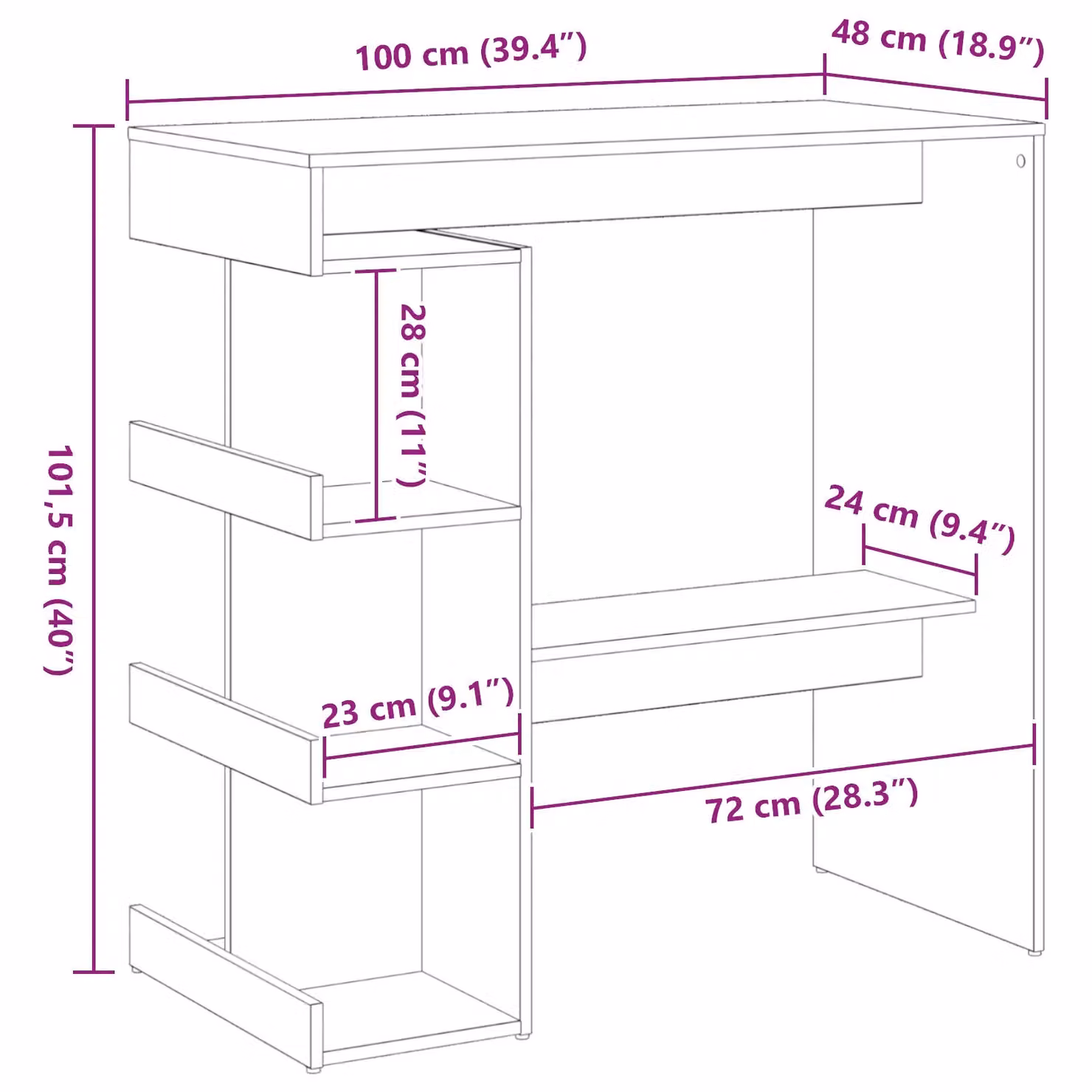 Berkfield Home Black Oak Bar Table with Storage Rack, W/D/H: 100 x 50 x 101.5 cm – 7