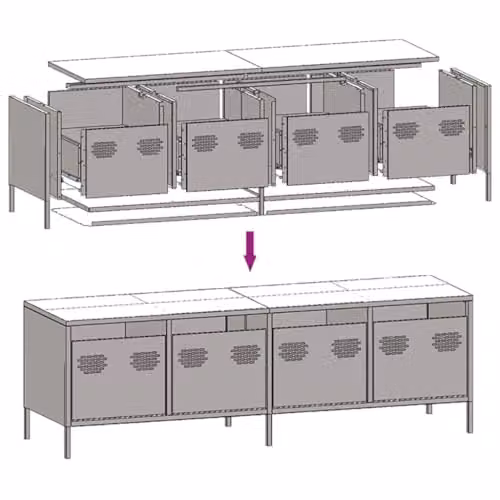 vidaXL Anthracite Industrial TV Cabinet in Matt Metal, W/D/H: 135 x 39 x 43.5 cm – 3