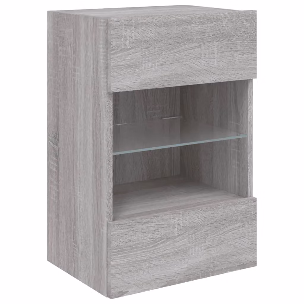 Berkfield Home Modern Wall Mounted TV Cabinet with Integrated LED Lights in Grey, W/D/H: 40 x 30 x 60.5 cm – 2
