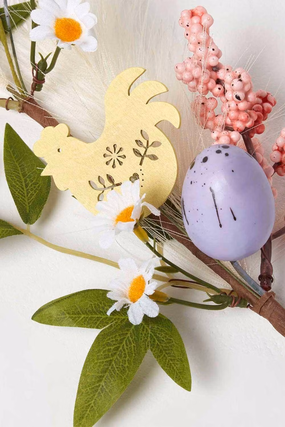 HOMESCAPES Artificial Easter Egg Stem with Hen in Lilac and Multicolour, Height: 45 cm – 3