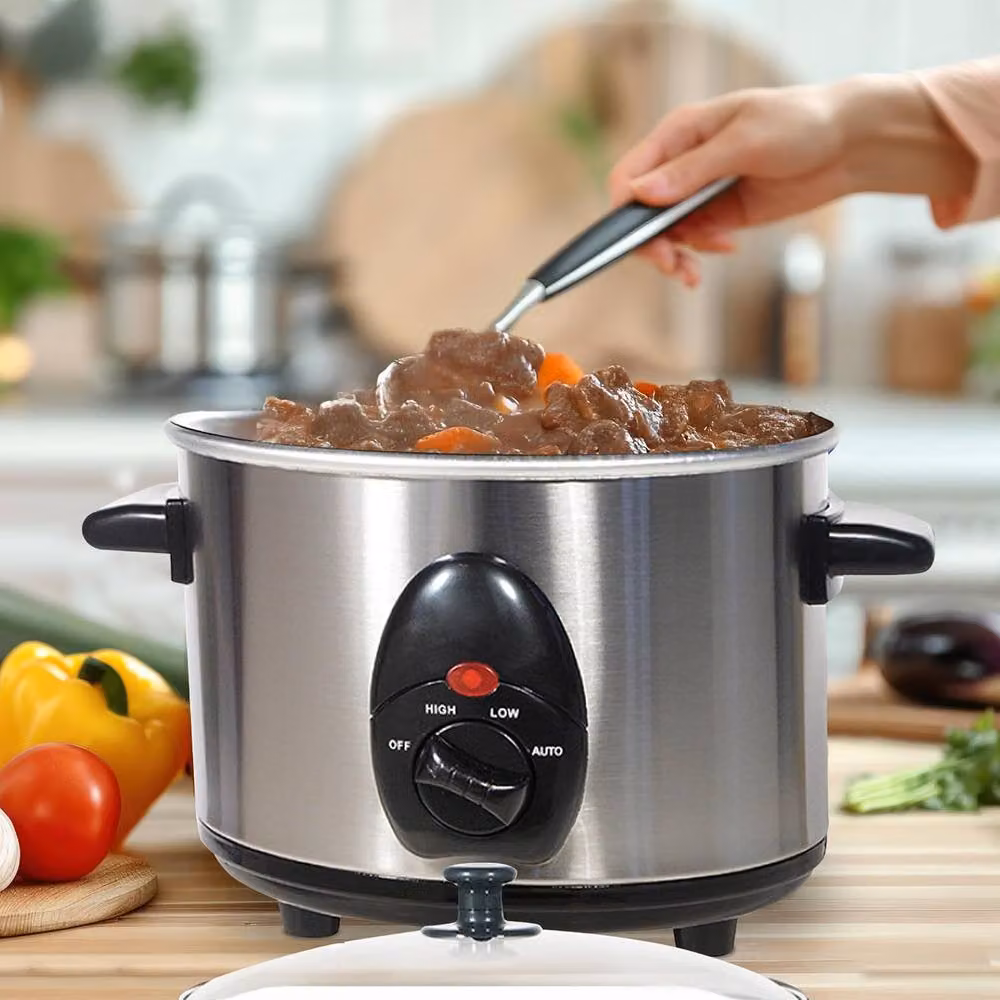 Elpine 1.5l Slow Cooker with 3 Heat Settings and Keep Warm Function in Silver and Black – 2