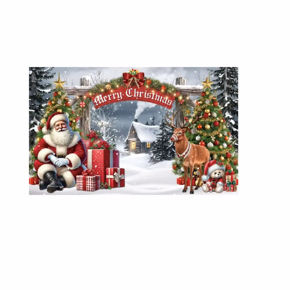 Leaper Style 3 Multicolour Christmas Reindeer Party Decoration Backdrop, W: 150 cm, H: 150 cm – 2