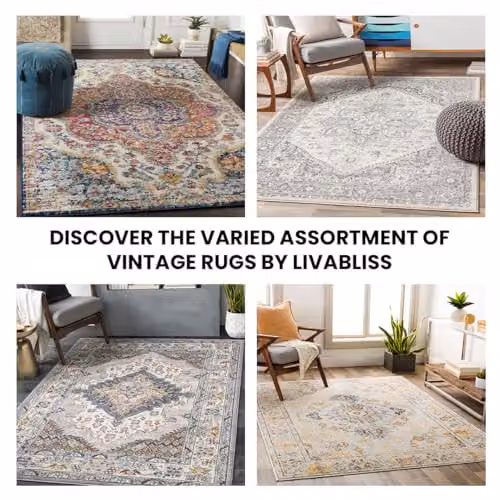 Livabliss Vintage Boho Grey Rectangular Living Room Rug, W/D/H: 80 x 150 x 0.65 cm – 4