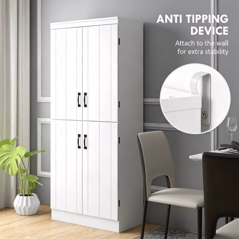 STILVORA Modern White Matt Freestanding Storage Cabinet with 4 Hinged Doors and 6 Tiers – 4