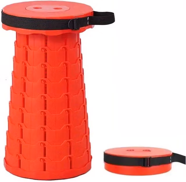 MantraRaj Portable Folding Stool with Carry Handle in Red