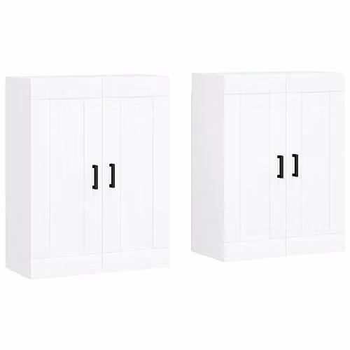 vidaXL Set of 2 White Wall Mounted Cabinets with Hinged Doors and Internal Shelves
