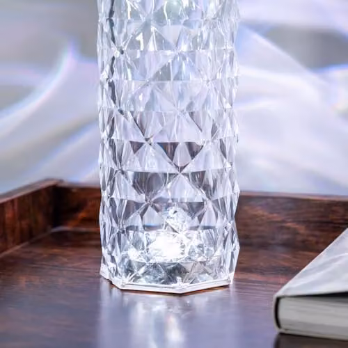 ValueLights Crystal Diamond Rose LED Table Lamp with RGB Colour Changing Light, Remote and Touch Control, Multicolour and Transparent – 2