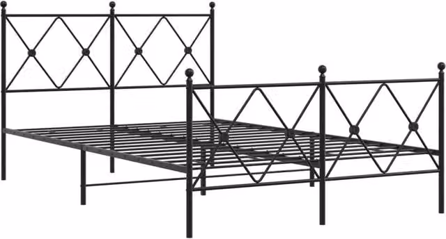 Berkfield Home Metal Bed Frame with Footboard, Black, W/D/H: 120 x 190 x 90.5 cm – 1