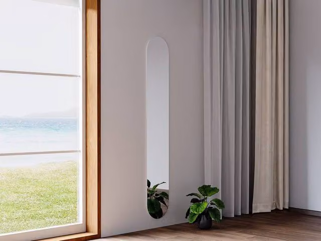 Vente-unique KANXI Oval Wall Mirror in Clear, W: 30 cm, H: 175 cm – 1